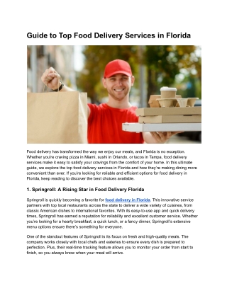 Guide to Top Food Delivery Services in Florida