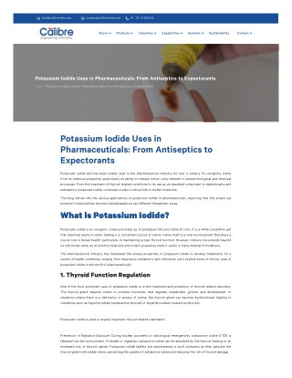 Potassium Iodide: A Versatile Pharmaceutical Compound