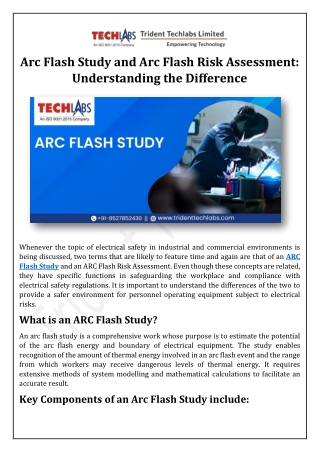 Arc Flash Study and Arc Flash Risk Assessment Understanding the Difference