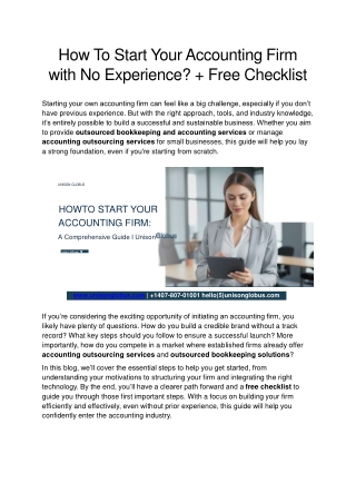 How To Start Your Accounting Firm with No Experience?   Free Checklist