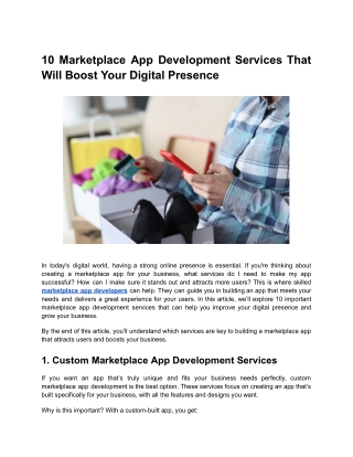 10 Marketplace App Development Services That Will Boost Your Digital Presence