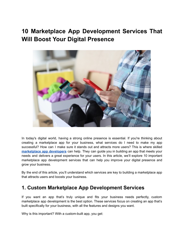 10 marketplace app development services that will