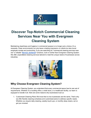 Find Janitorial Services Near Me – Evergreen Cleaning System