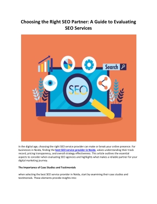 Choosing the Right SEO Partner: A Guide to Evaluating SEO Services