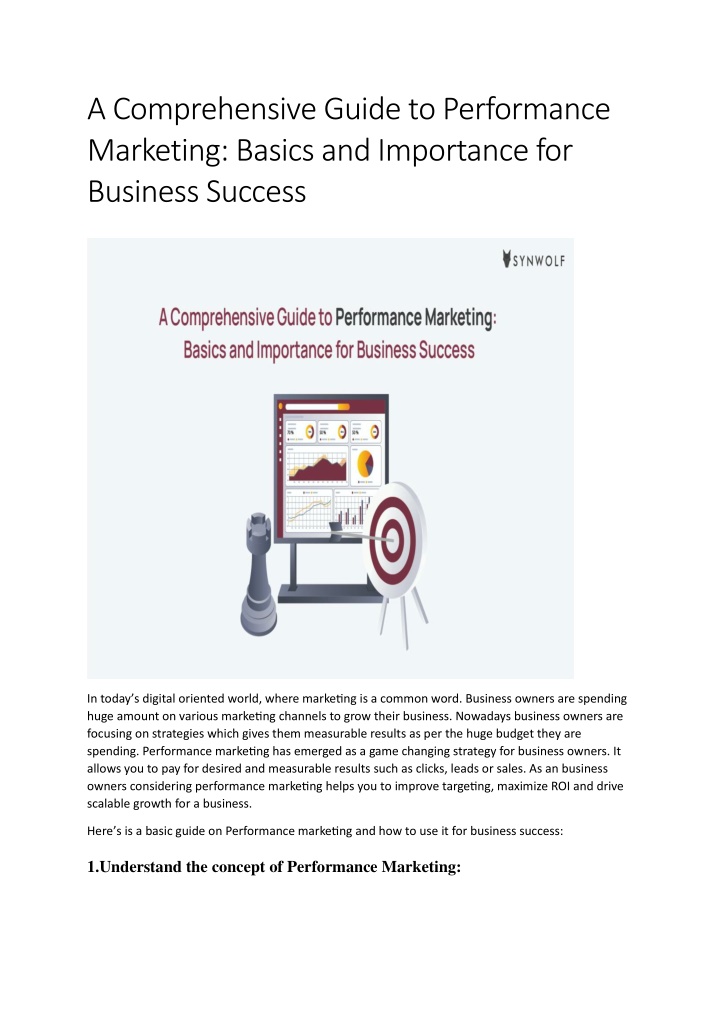 a comprehensive guide to performance marketing