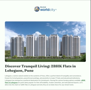 Experience Premium Lifestyle with Flats in Lohegaon, Pride World City | Pune