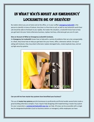 In what ways might an emergency locksmith be of service