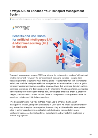 successive.tech-5 Ways AI Can Enhance Your Transport Management System