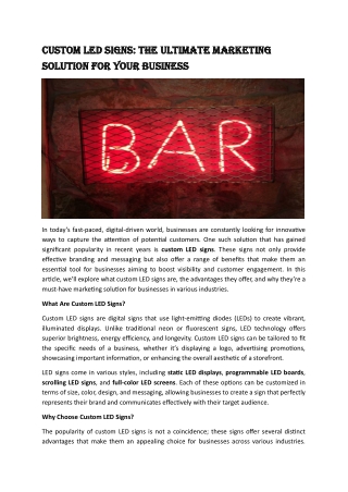 Custom LED Signs: The Ultimate Marketing Solution for Your Business