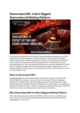 Diamondexch99_ India's Biggest Diamondexch9 Betting Platform