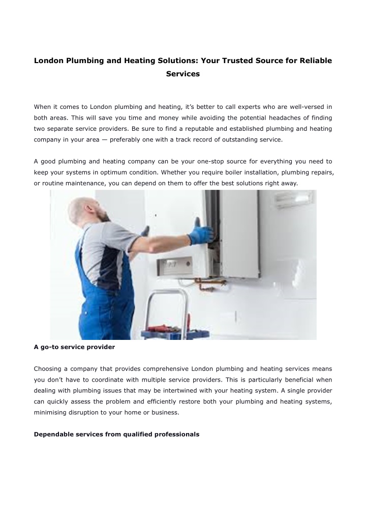 london plumbing and heating solutions your