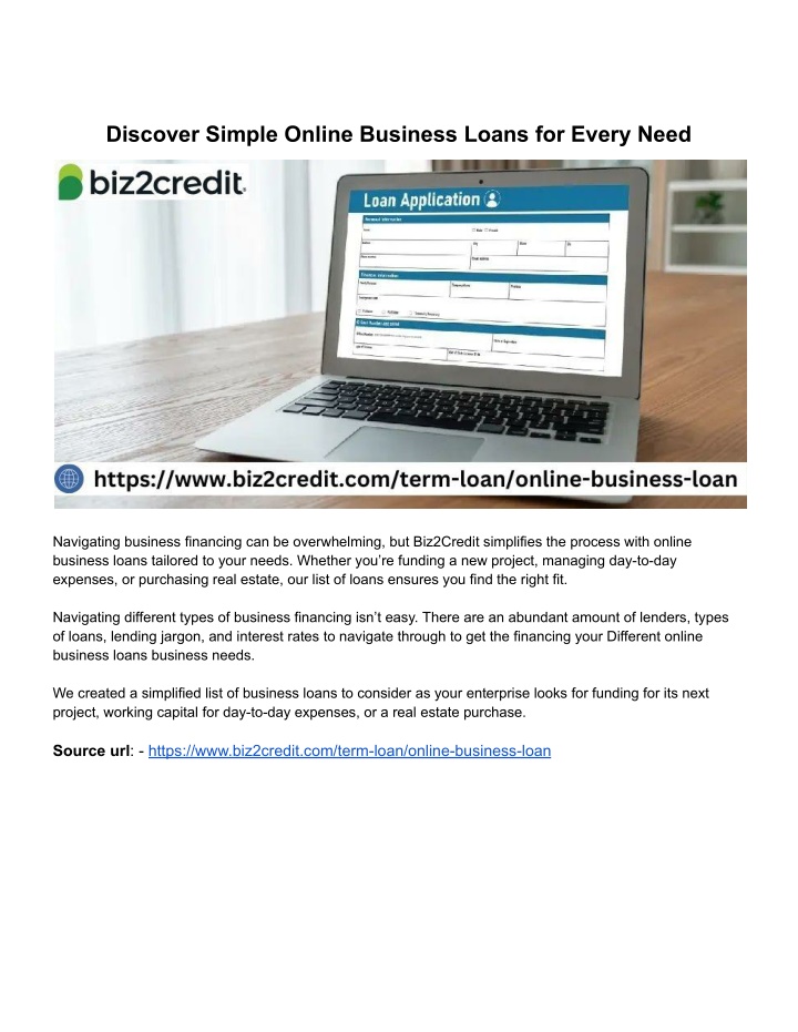 discover simple online business loans for every