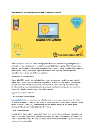 diamondexch99 a comprehensive overview