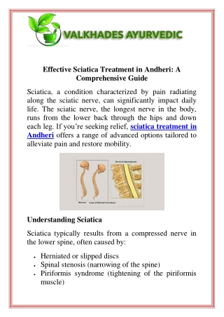 Effective Sciatica Treatment in Andheri A Comprehensive Guide