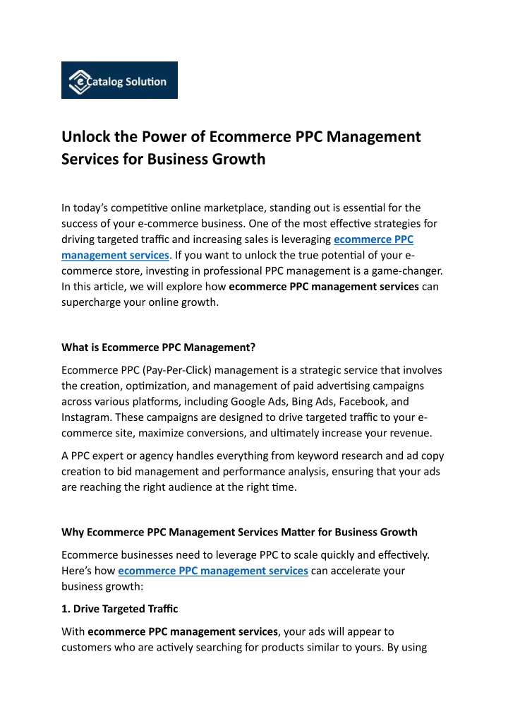 unlock the power of ecommerce ppc management