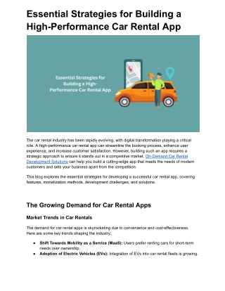 Essential Strategies for Building a High-Performance Car Rental App