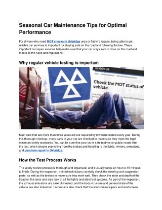 seasonal car maintenance tips for optimal