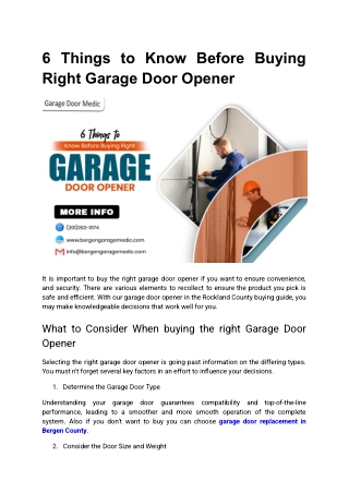 6 Things to Know Before Buying Right Garage Door Opener