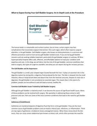 What to Expect During Your Gall Bladder Surgery: An In-Depth Look at the Procdre