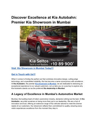 Discover Excellence at Kia Autobahn_ Premier Kia Showroom in Mumbai
