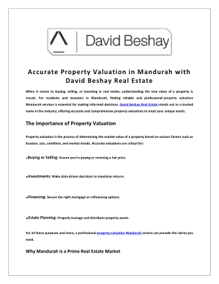 Best Real Estate Agents in Mandurah |Sale House Appraisal | David Beshay