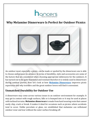 Why Melamine Dinnerware Is Perfect for Outdoor Picnics