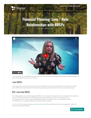 Financial Planning: Love / Hate Relationships with RRSPs
