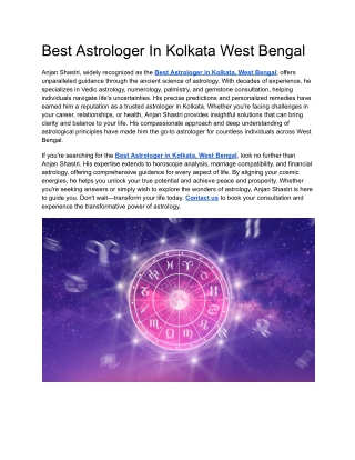 Best Astrologer In Kolkata West Bengal