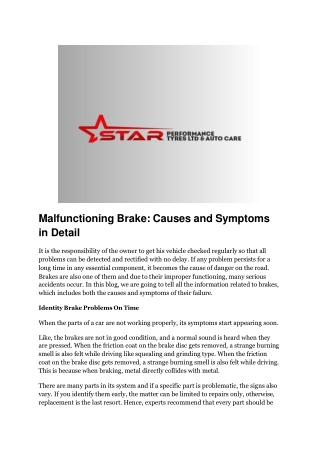 mal f unctioning brake causes and symptoms