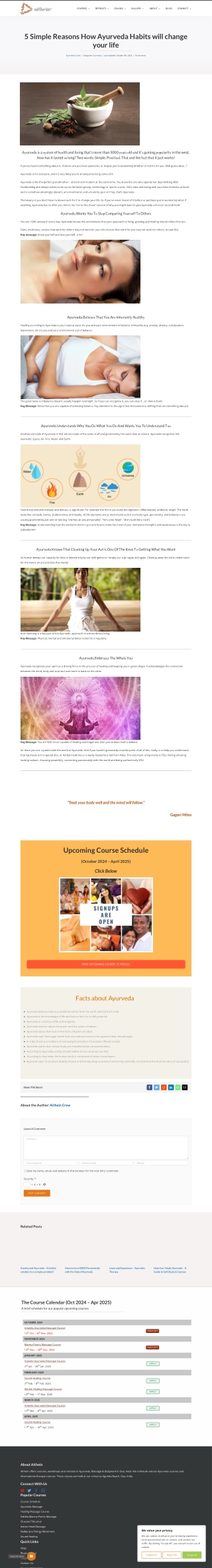 5 Simple Reasons How Ayurveda Habits will change your life