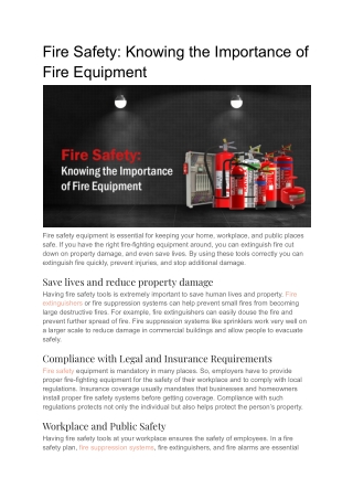 Fire Safety_ Knowing the Importance of Fire Equipment