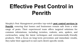 Effective Pest Control in Penrith