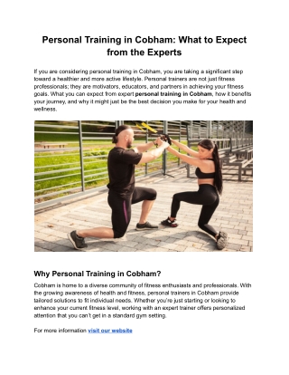 Personal Training in Cobham_ What to Expect from the Experts