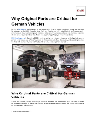 Why Original Parts are Critical for German Vehicles? - PDF