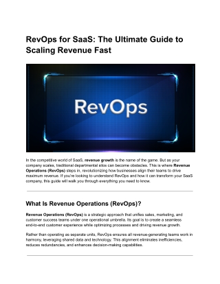 RevOps for SaaS: The Ultimate Guide to Scaling Revenue Fast