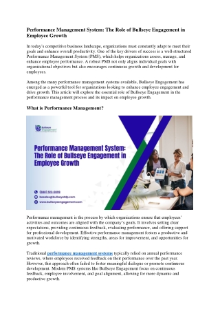 Performance Management System The Role of Bullseye Engagement in Employee Growth