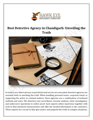 Best Detective Agency in Chandigarh Unveiling the Truth