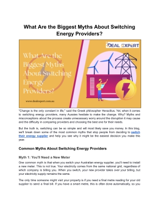 What Are the Biggest Myths About Switching Energy Providers