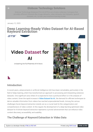 Deep Learning-Ready Video Dataset for AI-Based Keyword Extraction