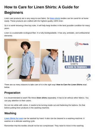 How to Care for Linen Shirts A Guide for Beginners