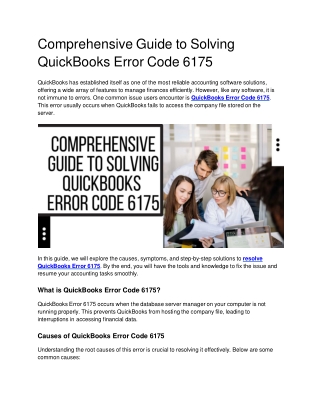 Comprehensive Guide to Solving QuickBooks Error Code 6175