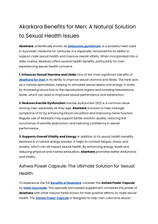 Akarkara Benefits for Men_ A Natural Solution to Sexual Health Issues