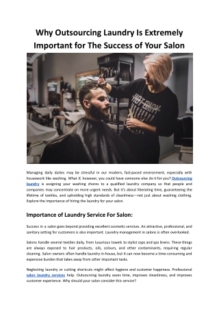 Why Outsourcing Laundry Is Extremely Important for The Success of Your Salon