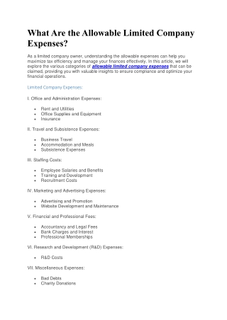 what are the allowable limited company expenses