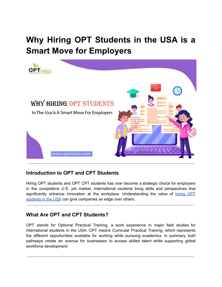 why hiring opt students in the usa is a smart