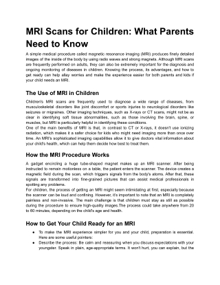 MRI Scans for Children_ What Parents Need to Know