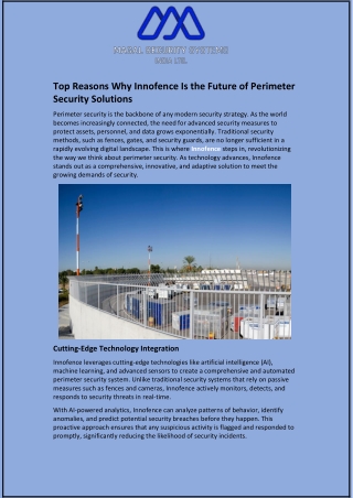 Top Reasons Why Innofence Is the Future of Perimeter Security Solutions