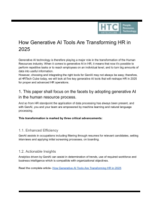 How Generative AI Tools Are Transforming HR in 2025