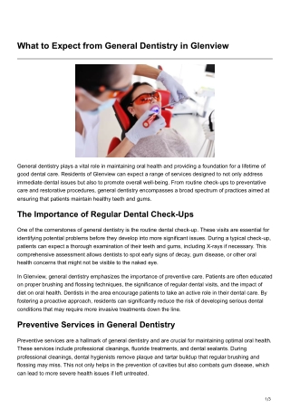 What to Expect from General Dentistry in Glenview