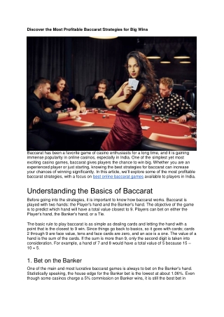 discover the most profitable baccarat strategies